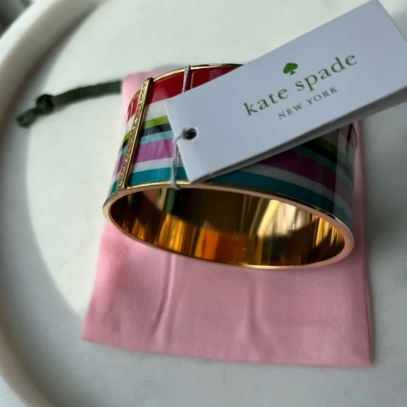 ♠️KATE SPADE PAPER BEACH TOWELS STRIPE BANGLE BRACELET - Picture 4 of 4